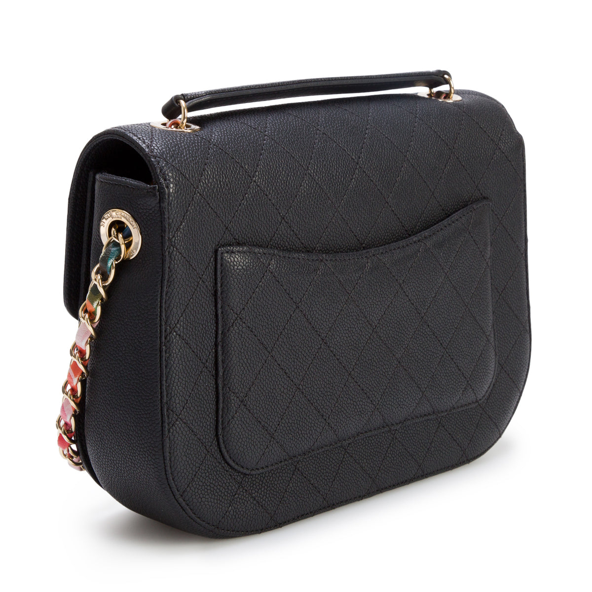 Chanel Black Caviar Quilted Leather Paris-Cuba Thread Around Flap Bag w/ Box & Authenticity Card