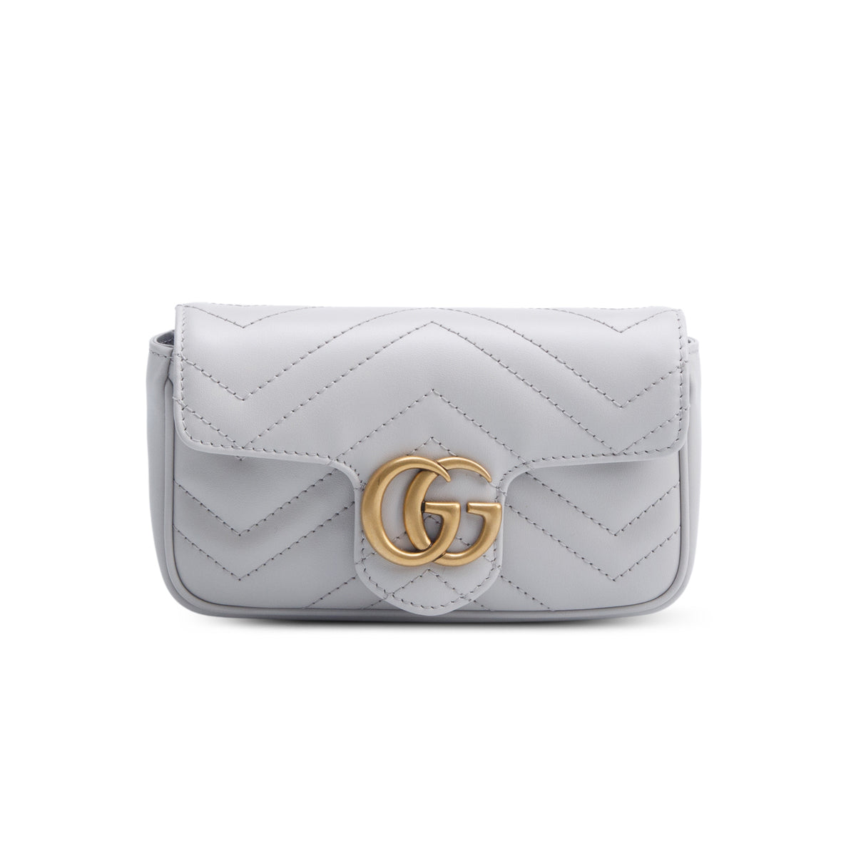 Gucci Grey GG Marmont Matelasse Leather Super Mini Bag w/ Box