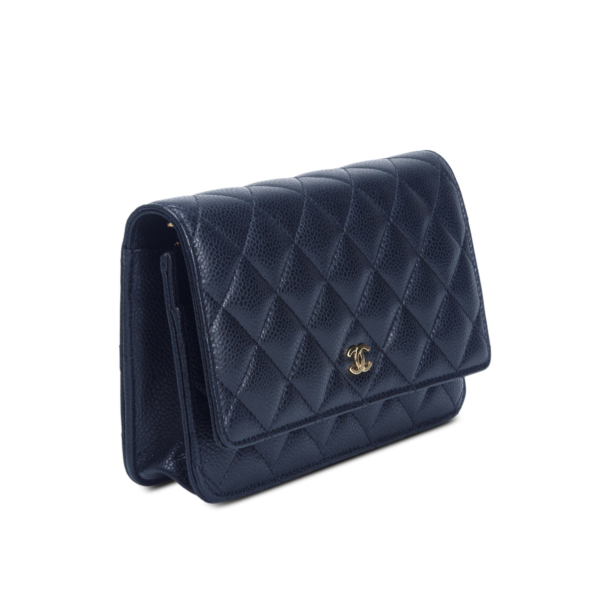 Chanel 2022 Black Caviar Quilted Classic Wallet on Chain w/ Box & Receipt