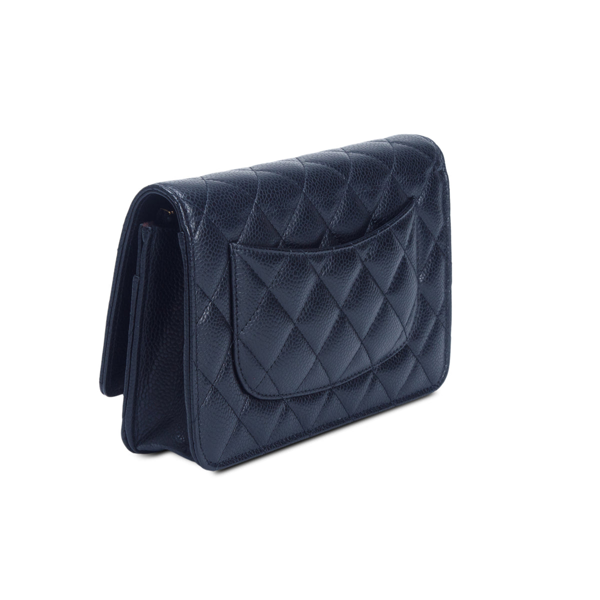 Chanel 2022 Black Caviar Quilted Classic Wallet on Chain w/ Box & Receipt