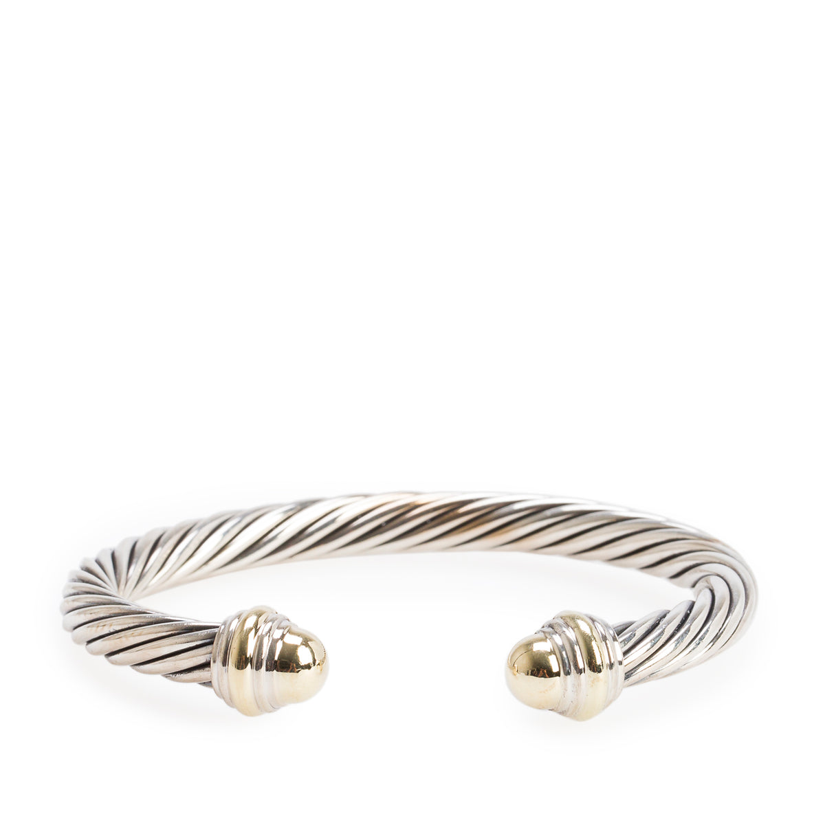 David Yurman Sterling Silver & 14k Yellow Gold 7 MM Cable Cuff Bracelet