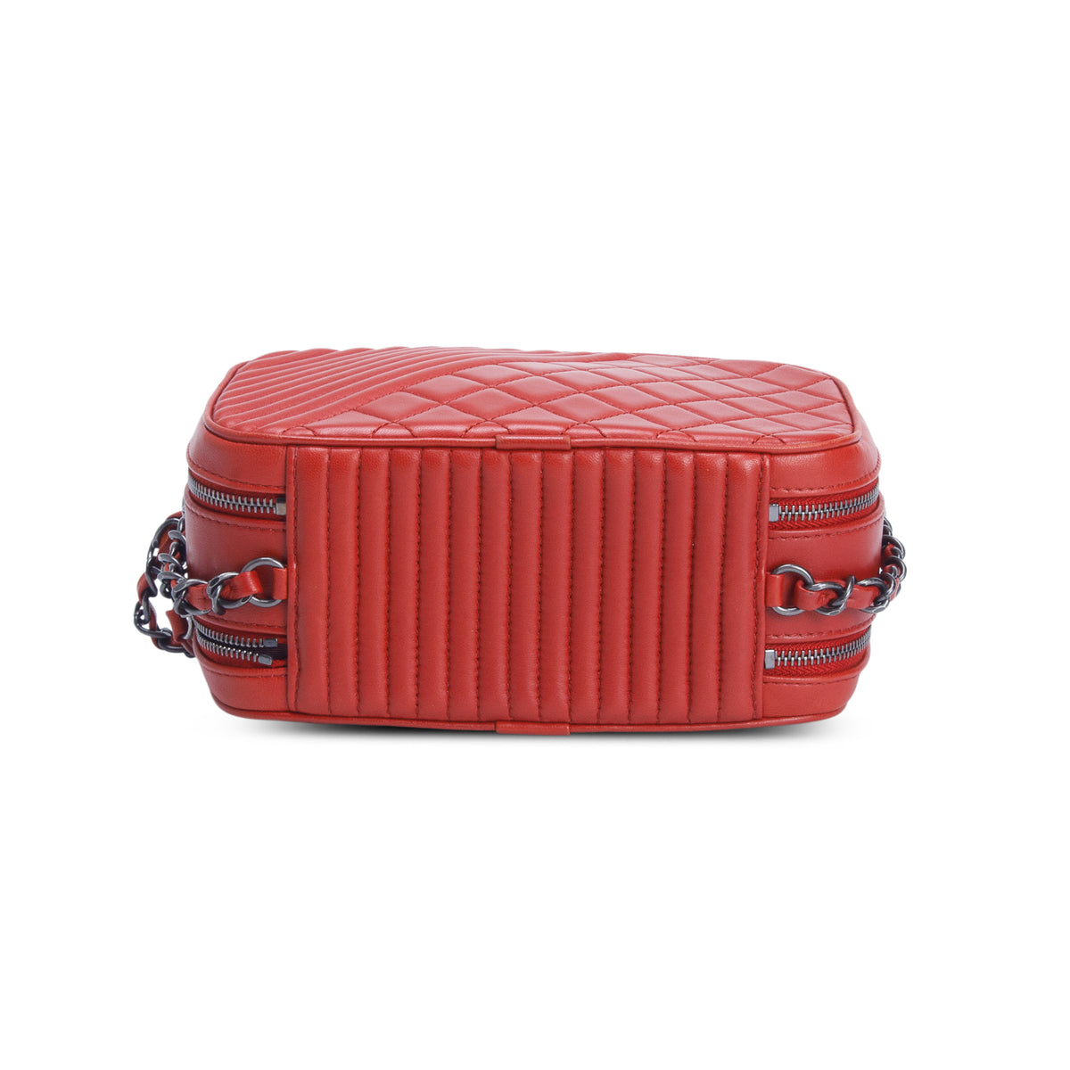 Chanel Red Lambskin Quilted Small Coco Boy Camera Bag w/ Authenticity Card