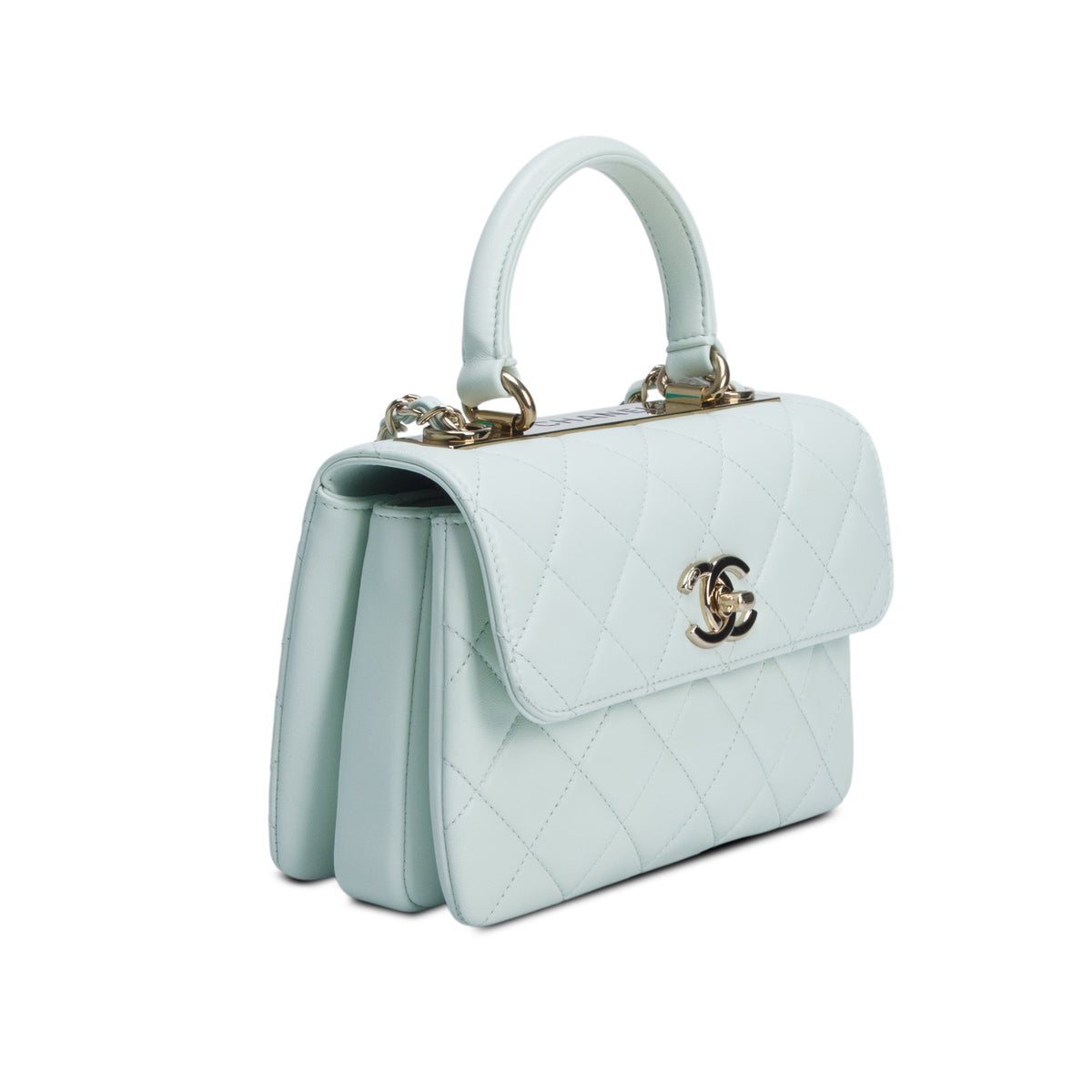 Chanel Green Quilted Lambskin Trendy CC Mini Top Handle Flap Bag