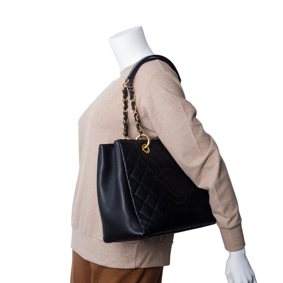 Chanel Black Caviar Leather Grand Shopping Tote (GST) w/ Authenticity Card & Receipt