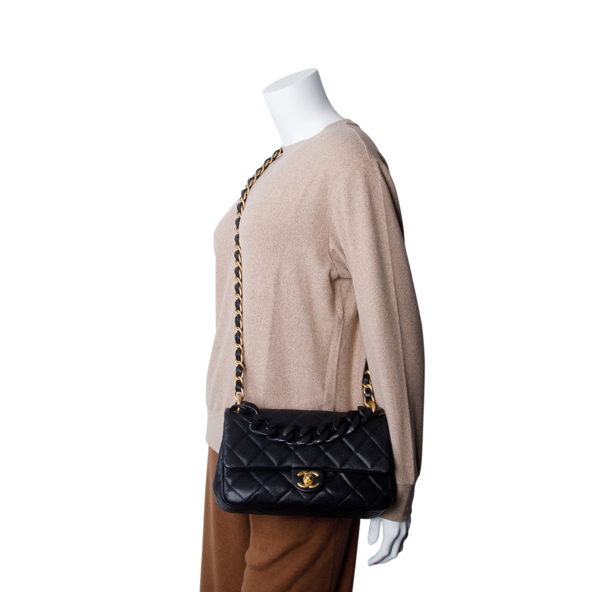 Chanel Black Quilted Caviar Funky Match Medium Flap