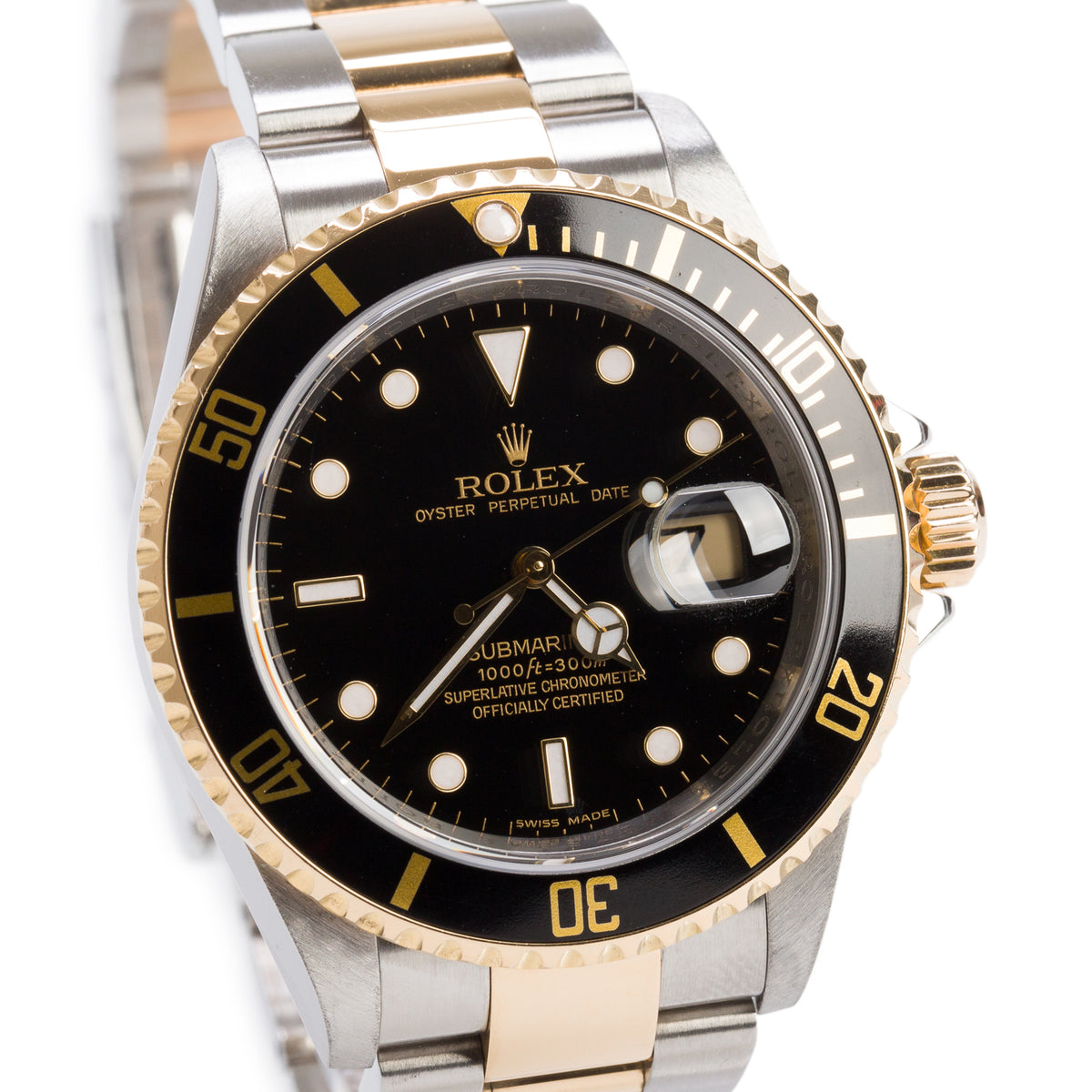Rolex Stainless Steel & 18k Yellow Gold Submariner Date 40 MM Automatic Watch Black Dial 16613LN w/ Papers