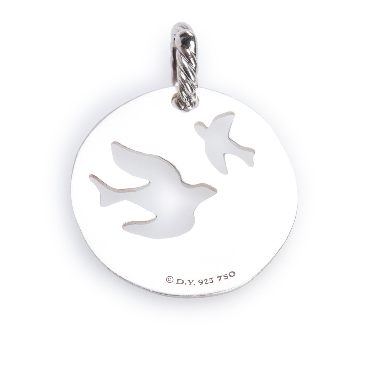 David Yurman Sterling Sliver 18k Yellow Gold DY Elements Dove Amulet Pendant