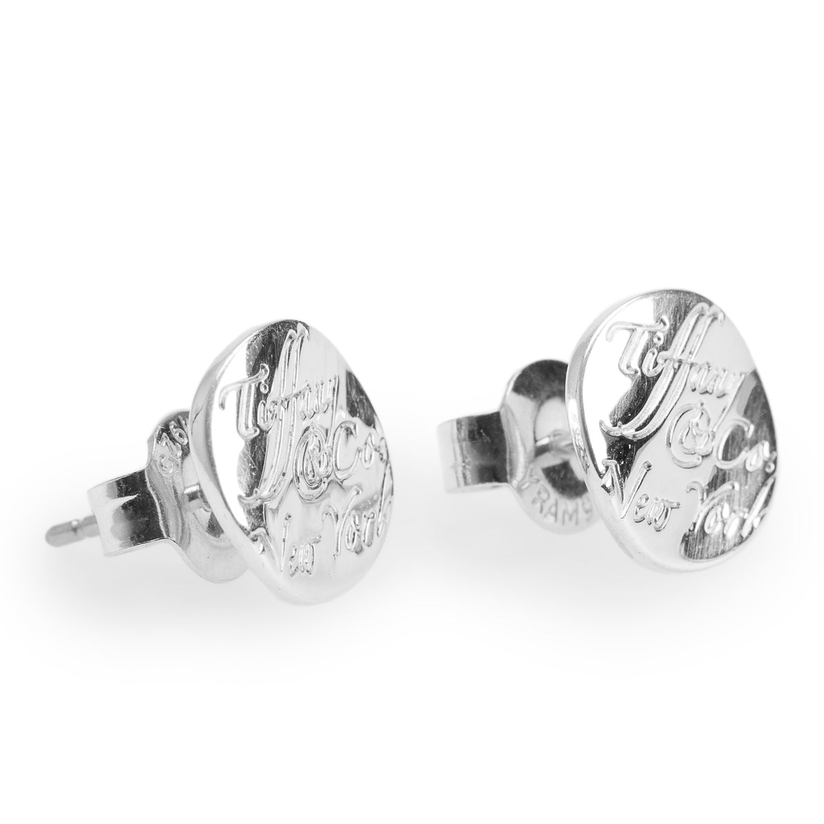 Tiffany & Co. Sterling Silver Notes Mini Round Stud Earrings
