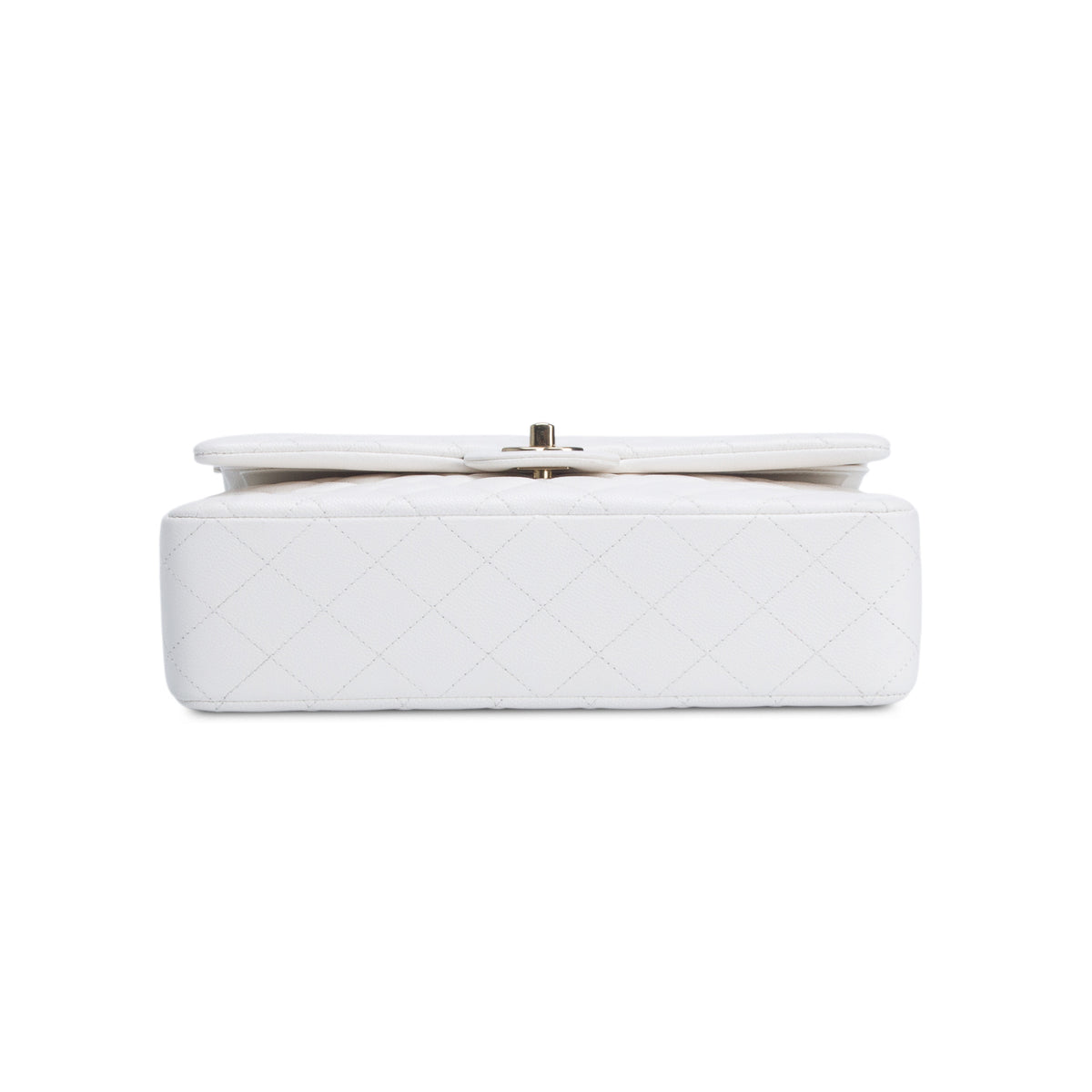 Chanel White Caviar Quilted Medium Double Flap Bag