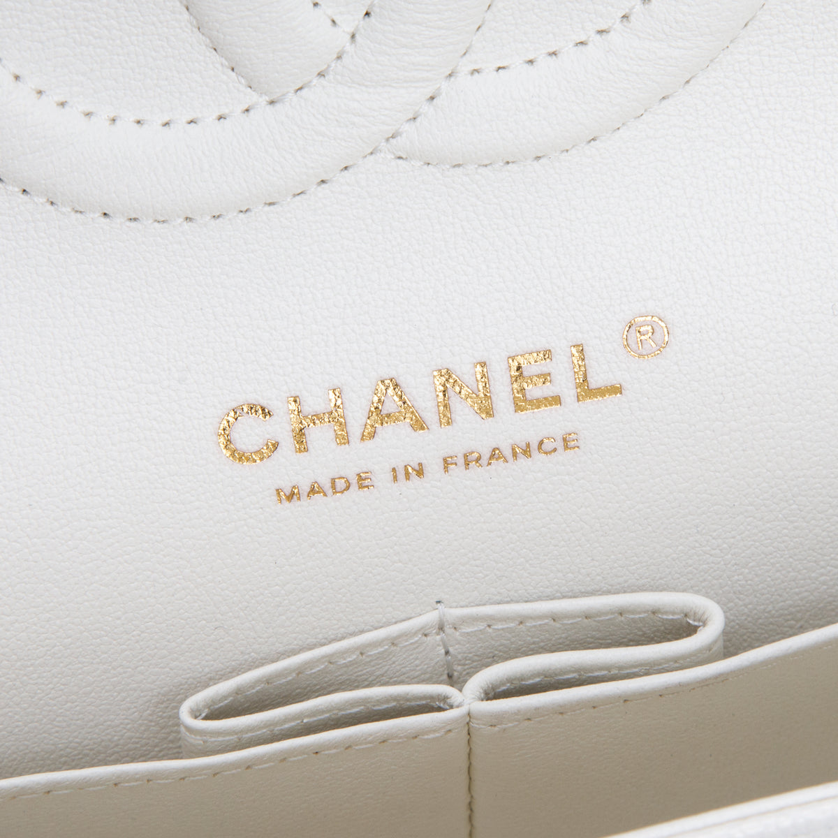 Chanel White Caviar Quilted Medium Double Flap Bag
