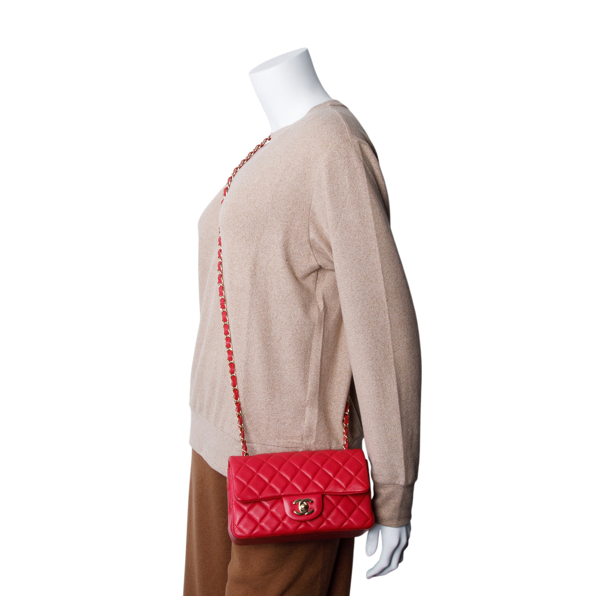 Chanel Pink Lambskin Quilted Mini Rectangular Flap Bag w/ Authenticity Card