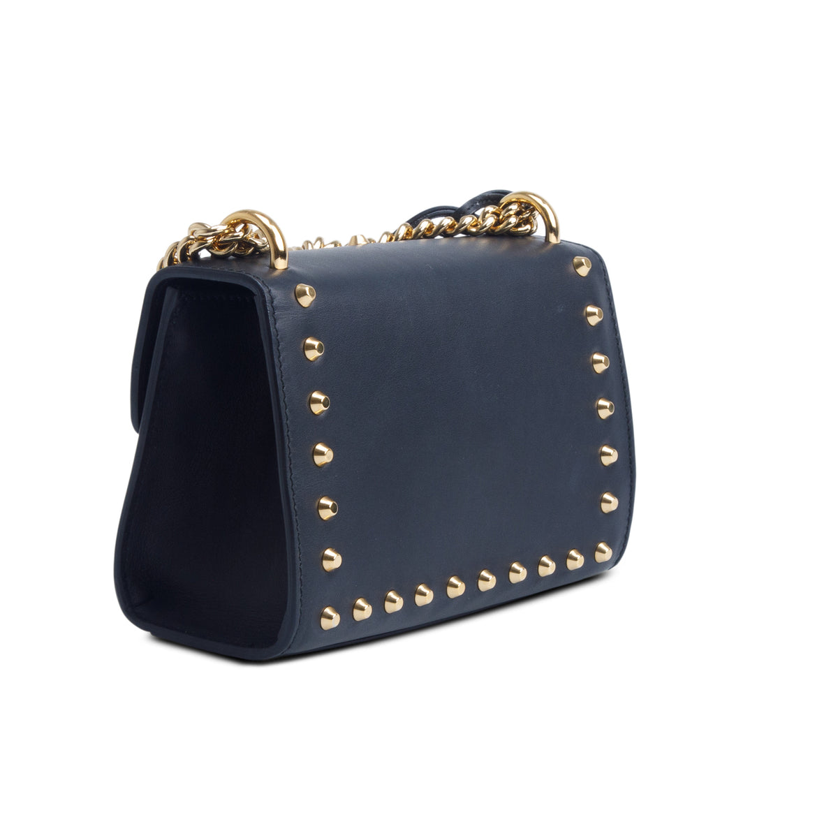 Gucci Black Calfskin Studded Small Padlock Shoulder Bag