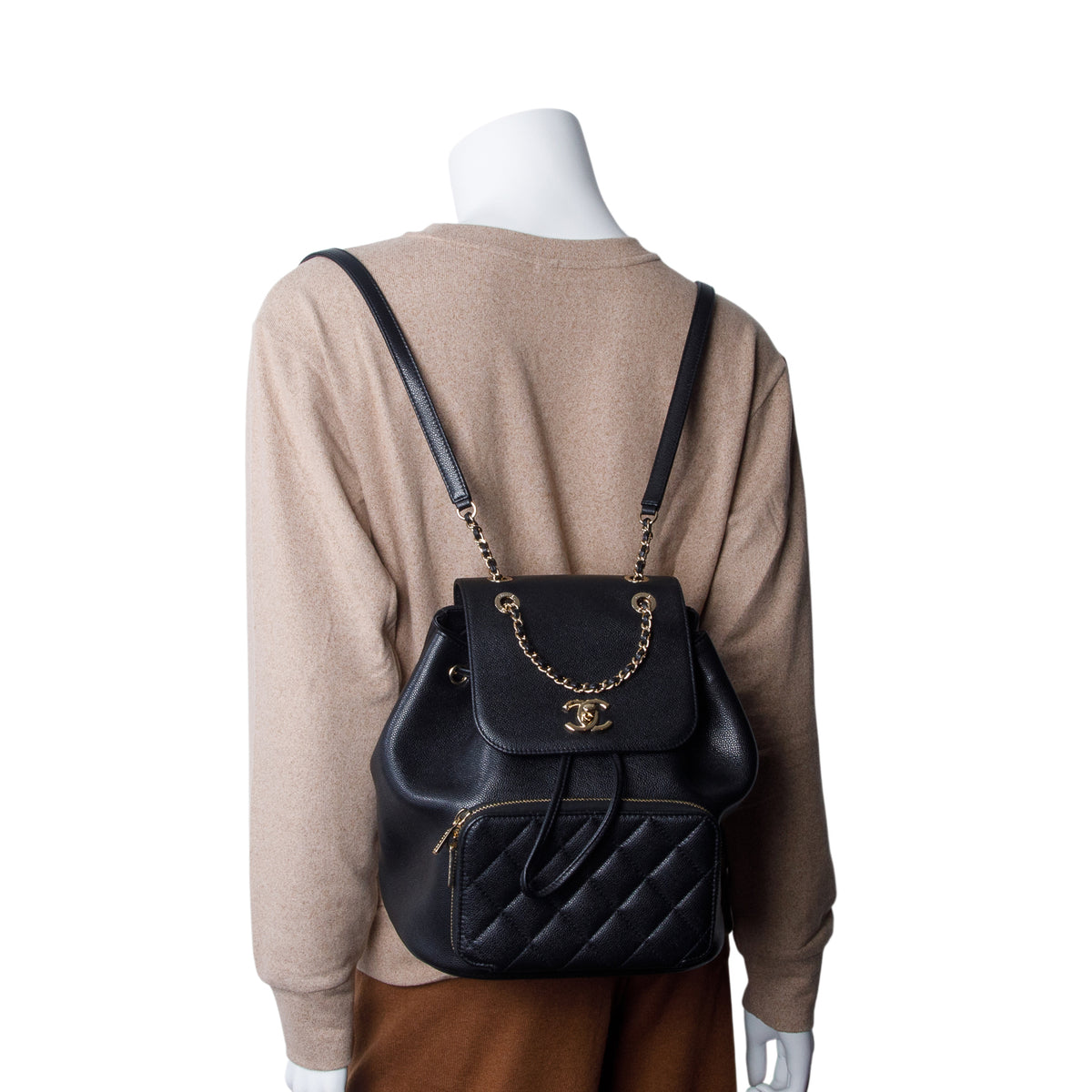 Chanel Black Caviar Quilted Business Affinity Backpack