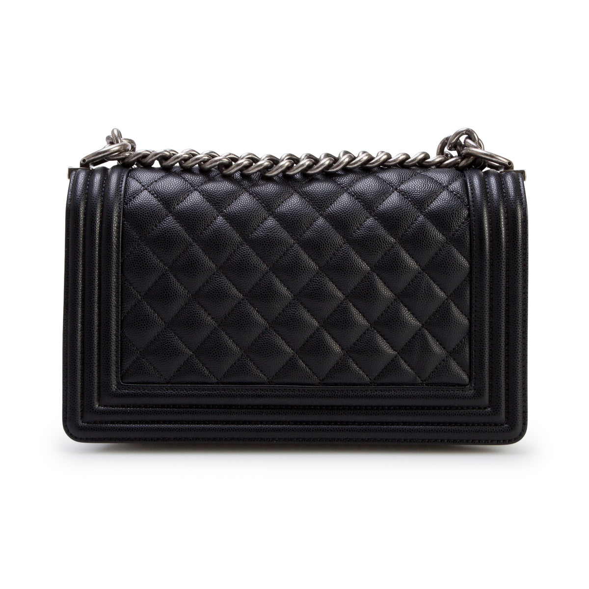 Chanel 2021 Black Quilted Caviar Medium Boy Flap Bag w/ Box & Receipt