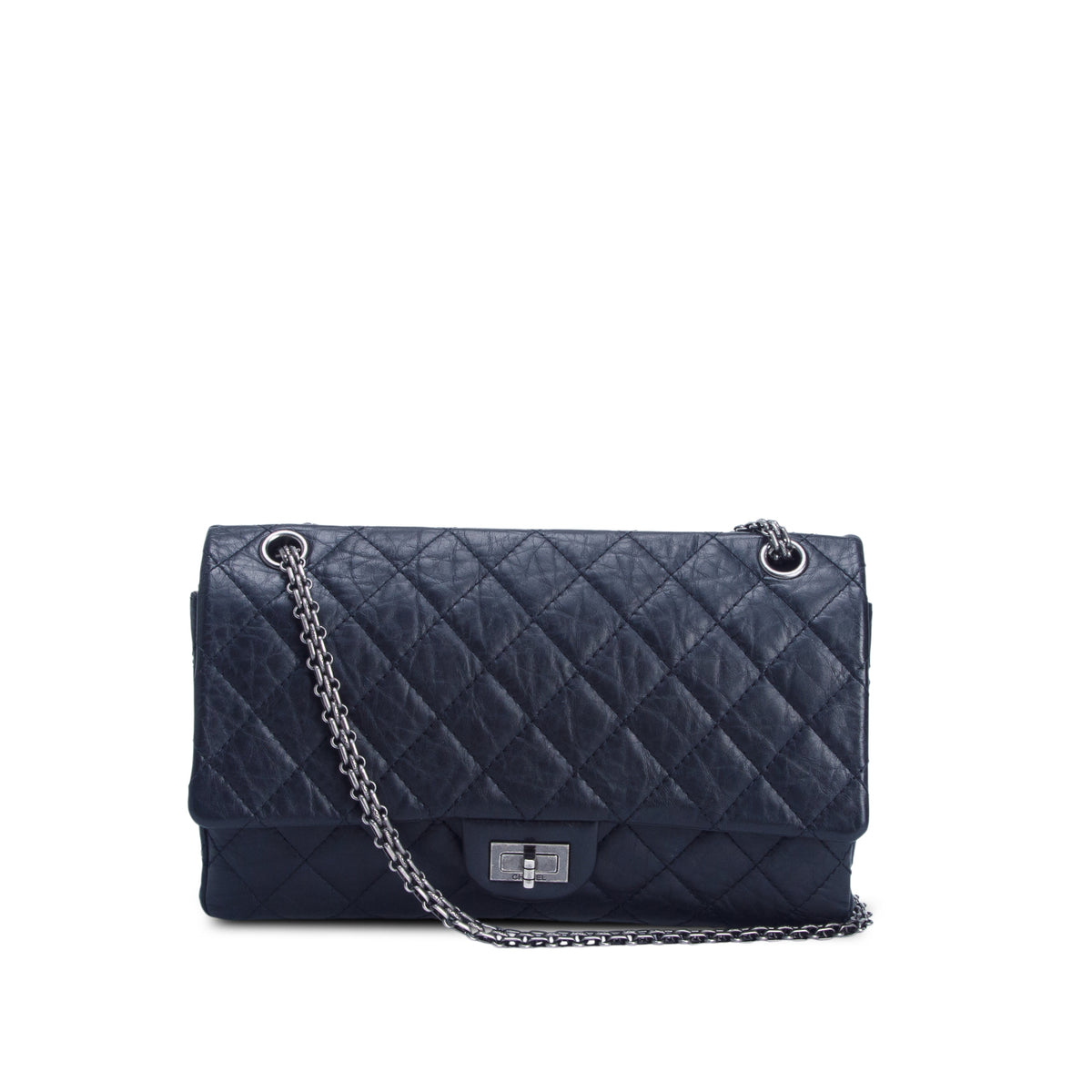 Chanel Black Aged Calfskin Quilted 2.55 Reissue 226 Flap w/ Authenticity Card