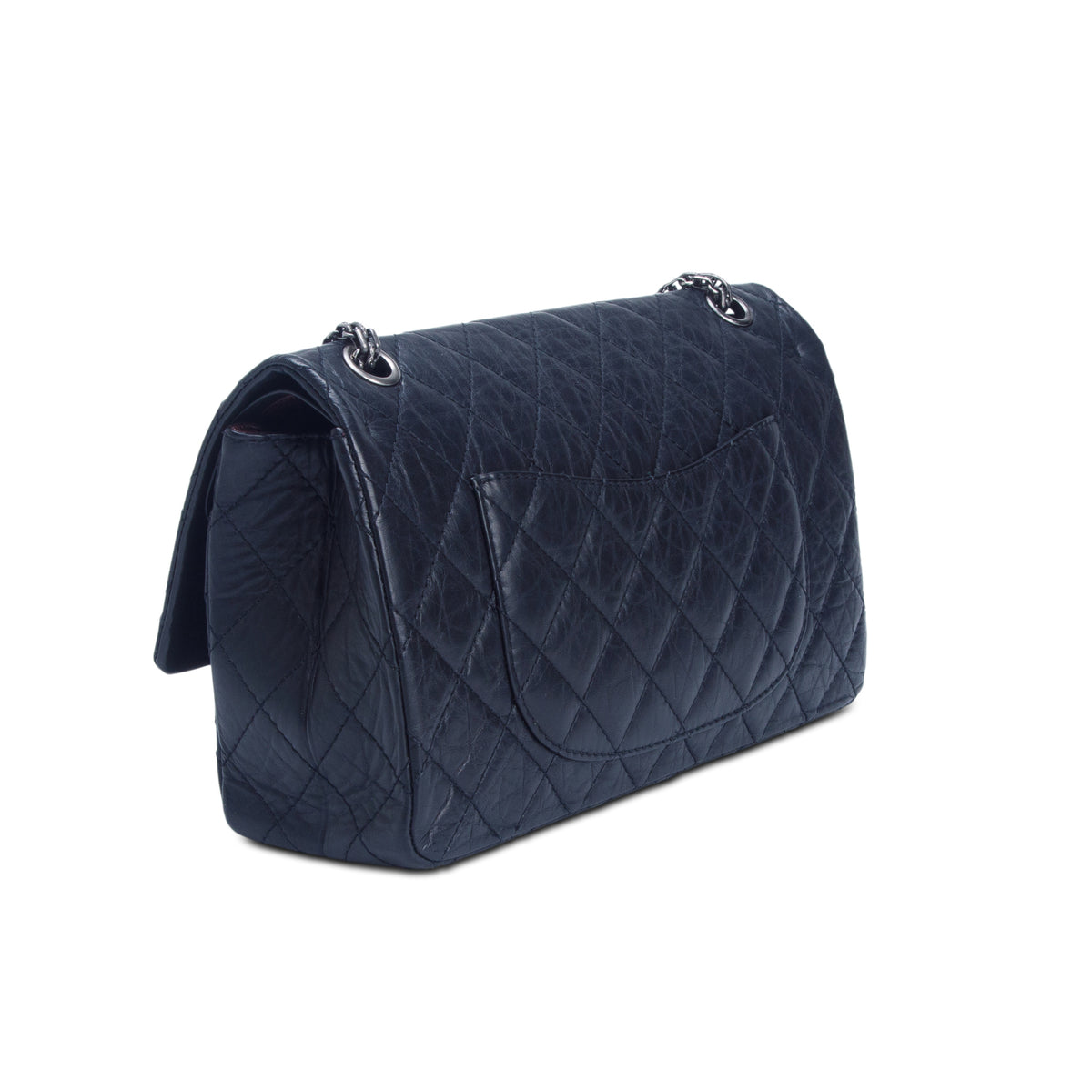 Chanel Black Aged Calfskin Quilted 2.55 Reissue 226 Flap w/ Authenticity Card