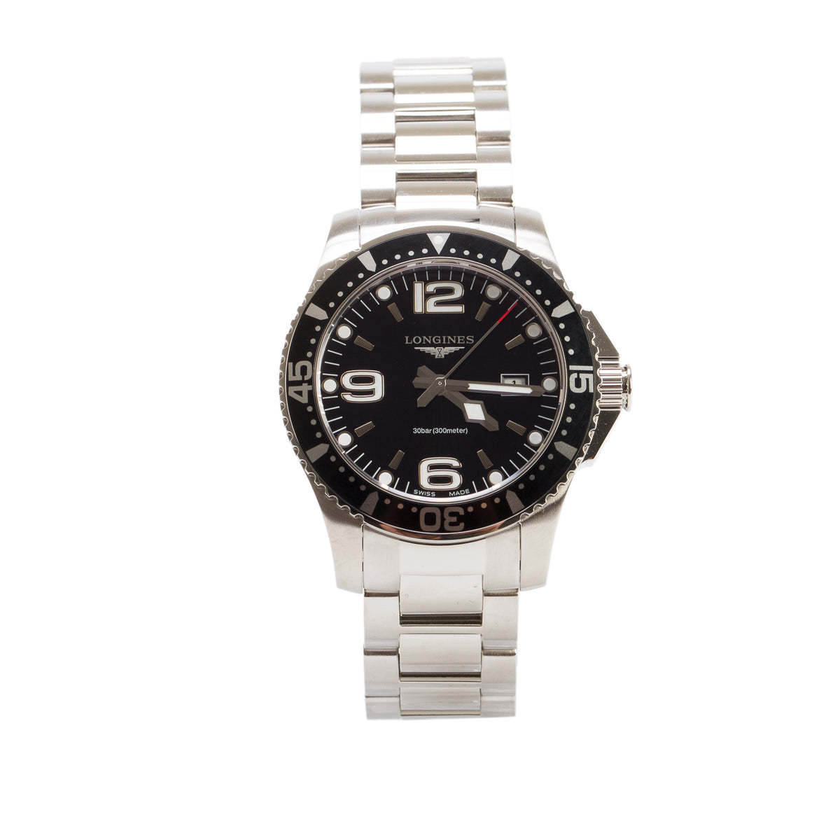 Longines 2023 Stainless Steel HydroConquest 39 MM Automatic Watch Black Dial w/ Box & Papers