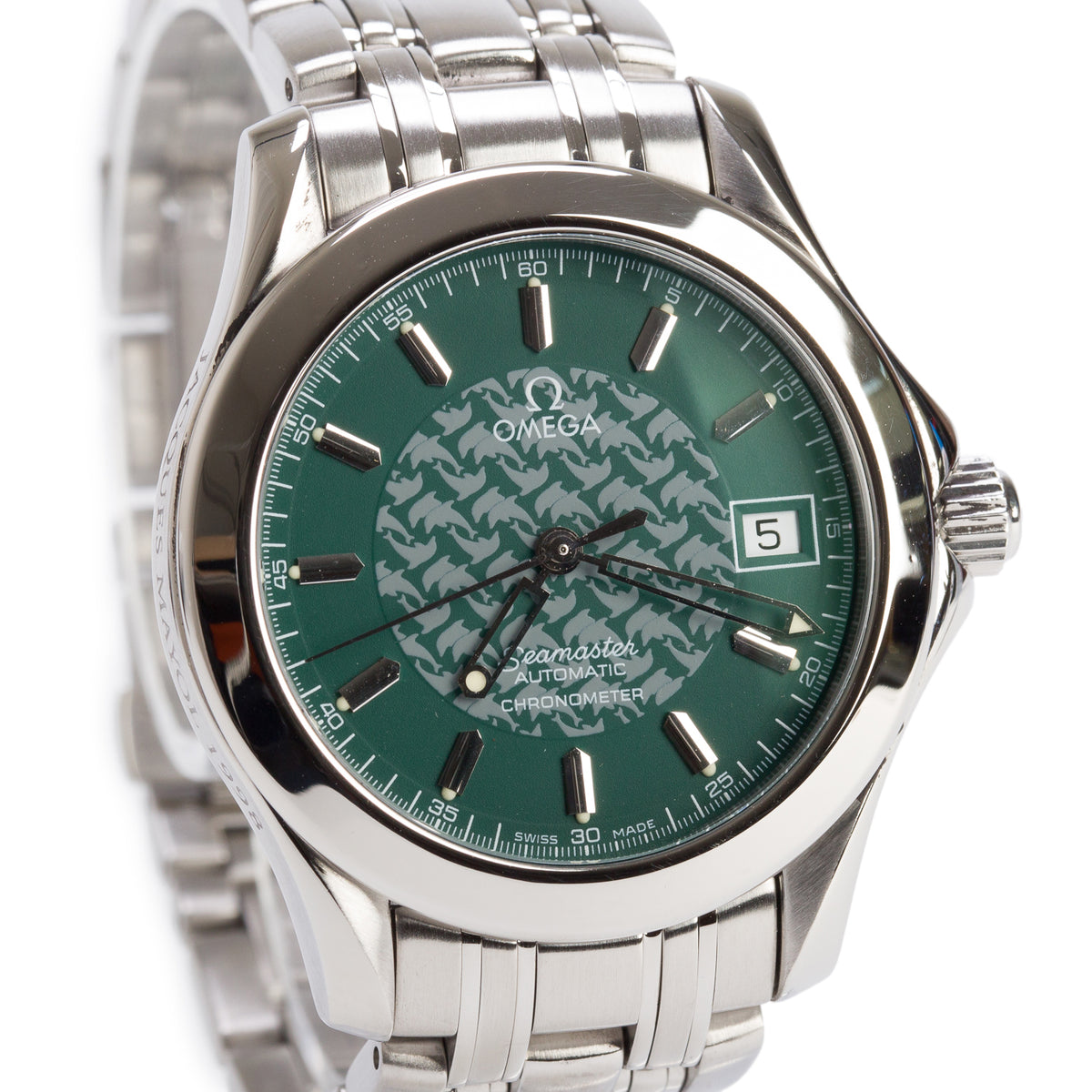 Omega Limited Edition Stainless Steel Jack Mayol Seamaster 36 MM Automatic Watch Green Dial