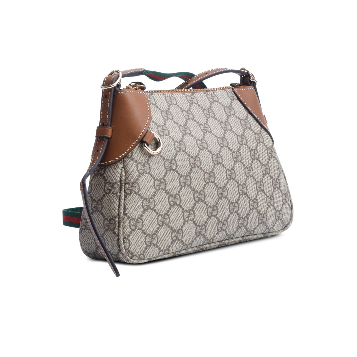 Gucci GG Supreme Monogram Textured Calfskin Small Emblem Shoulder Bag w/ Box & Straps