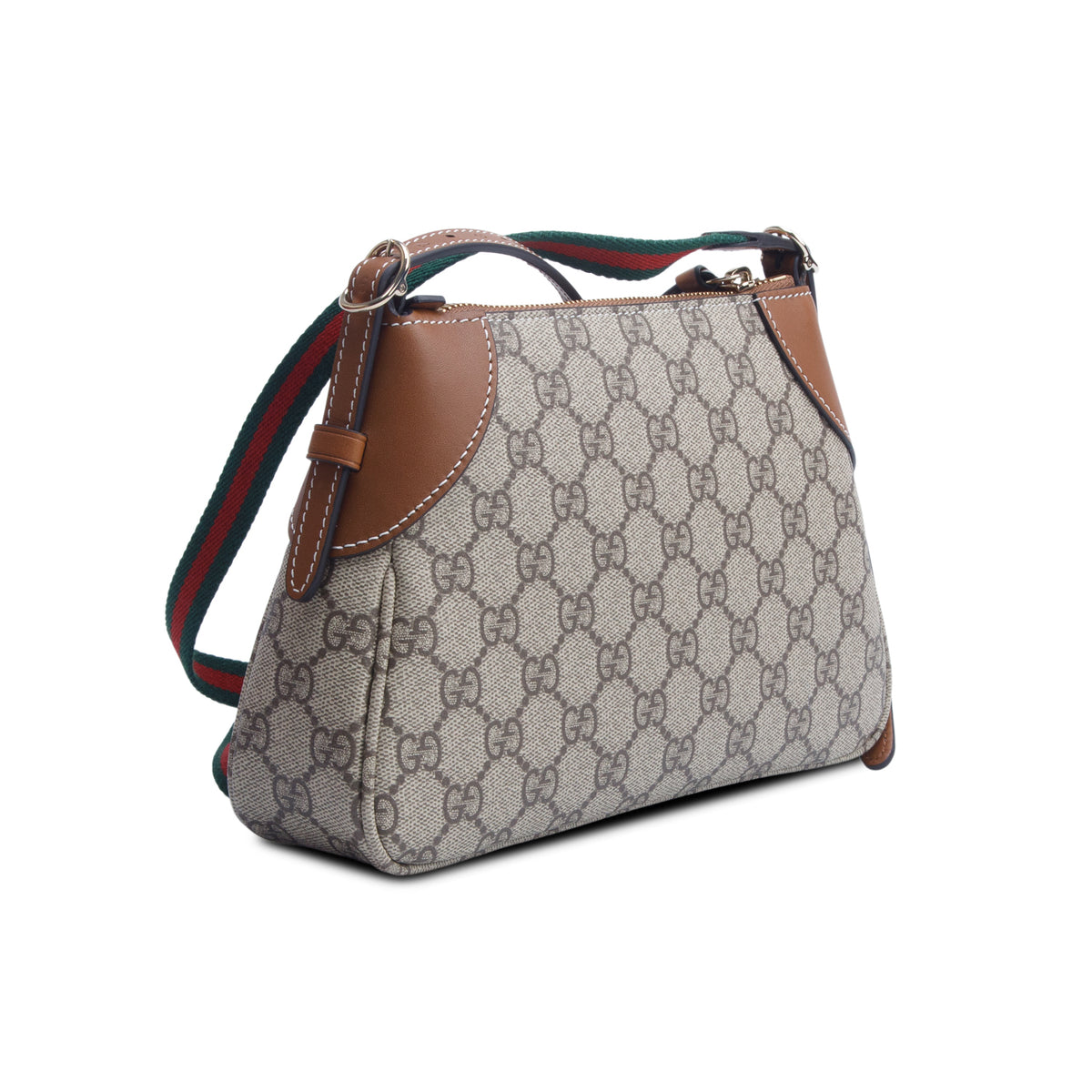 Gucci GG Supreme Monogram Textured Calfskin Small Emblem Shoulder Bag w/ Box & Straps