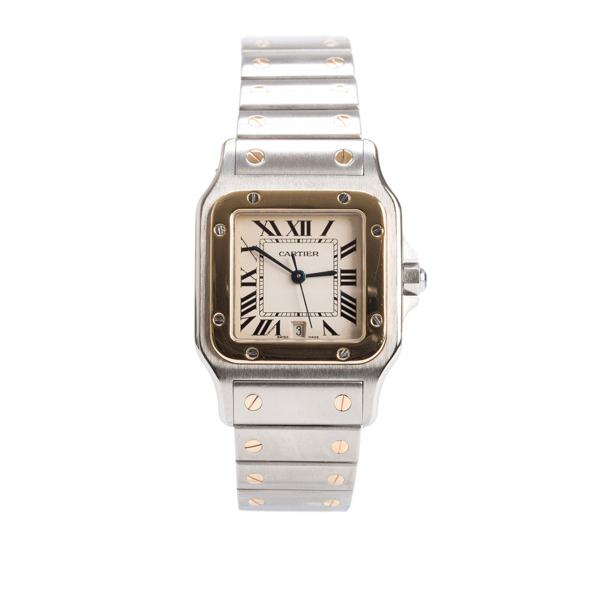 Cartier Stainless Steel & 18k Yellow Gold Santos Galbee Quartz Watch 1566 w/ Box & Papers