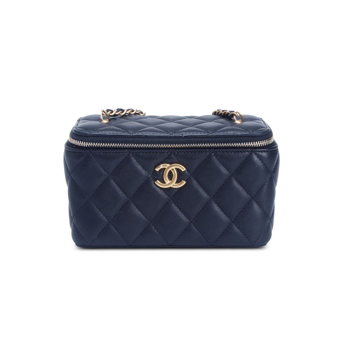 Chanel Black Lambskin Quilted Small Vanity Heart Coco Crush Bag
