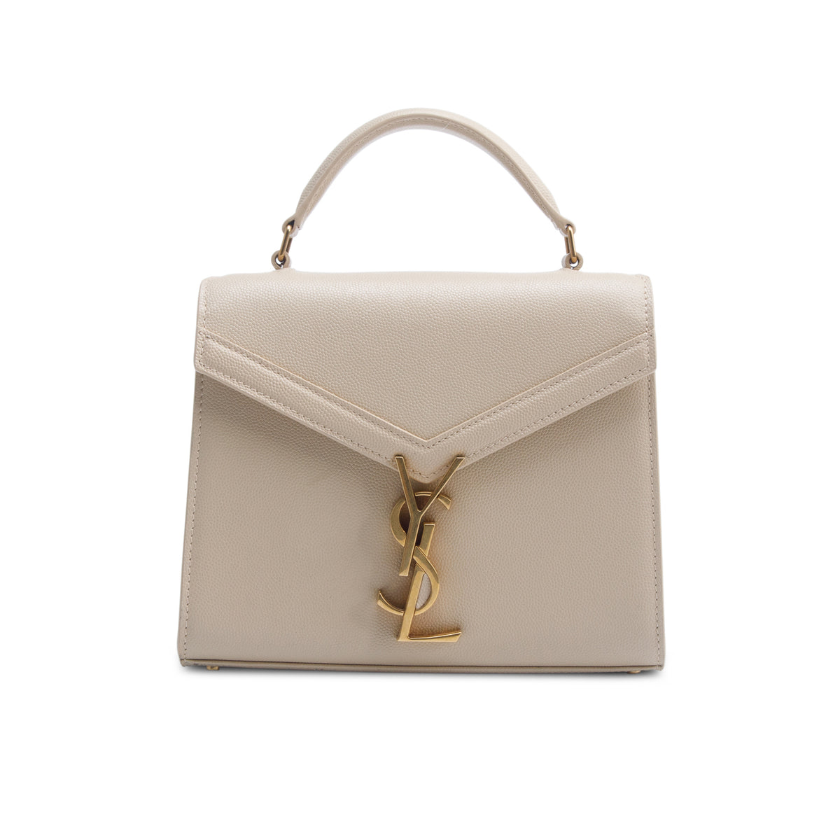 Saint Laurent 2020 Beige Grain de Poudre Mini Classic Monogram Cassandra Top Handle w/ Strap