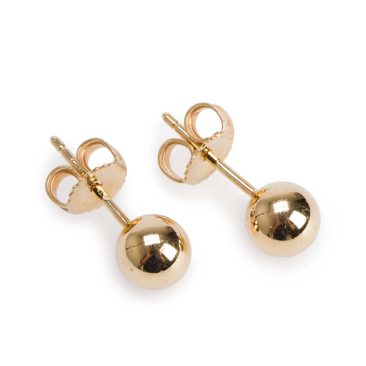 Tiffany & Co. 18k Yellow Gold 5MM HardWear Ball Earrings w/ Box