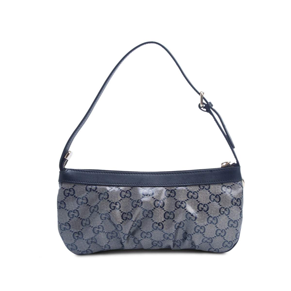 Gucci Navy/Gold GG Supreme Coated Canvas Pochette w/ Box