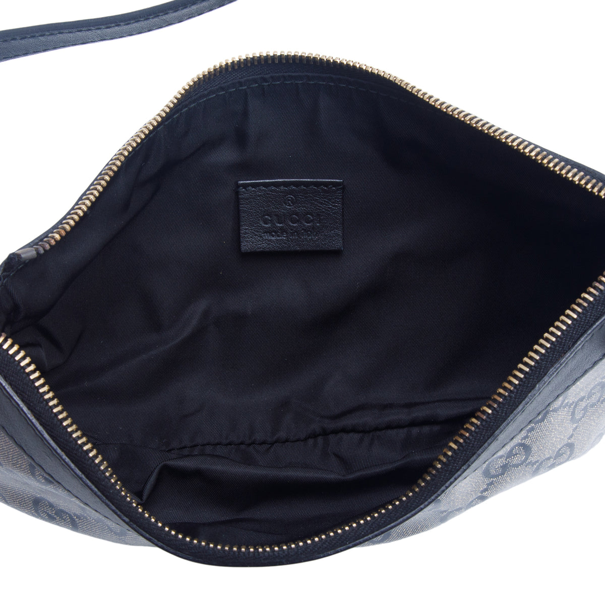 Gucci Navy/Gold GG Supreme Coated Canvas Pochette w/ Box