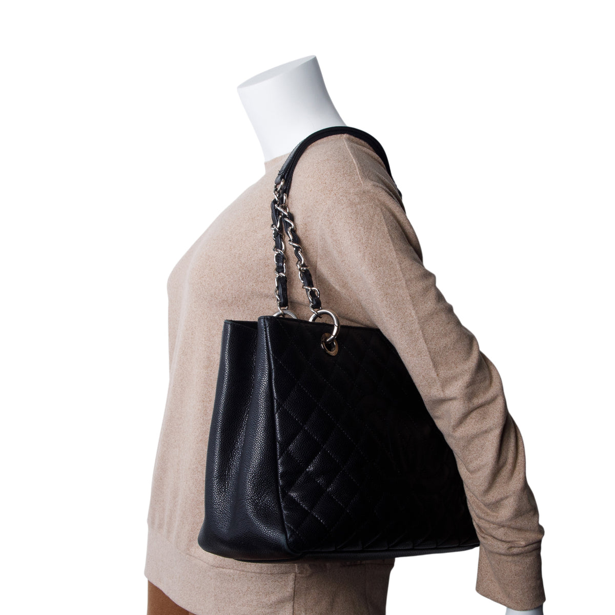 Chanel Black Caviar Leather Grand Shopping Tote (GST) w/ Authenticity Card