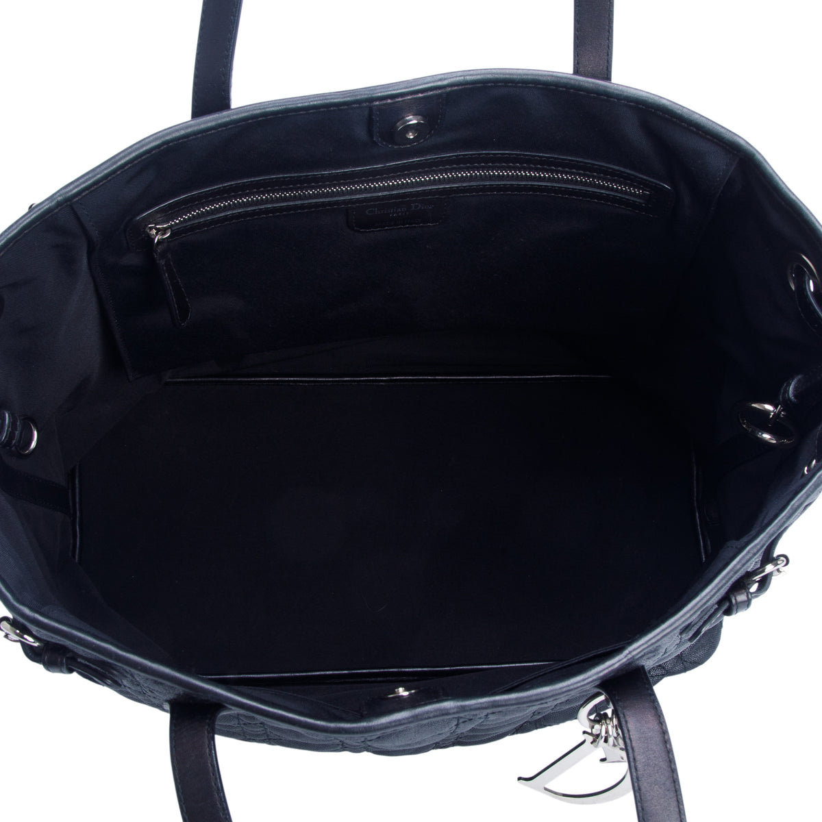 Christian Dior Black Coated Canvas Cannage Small Panarea Tote