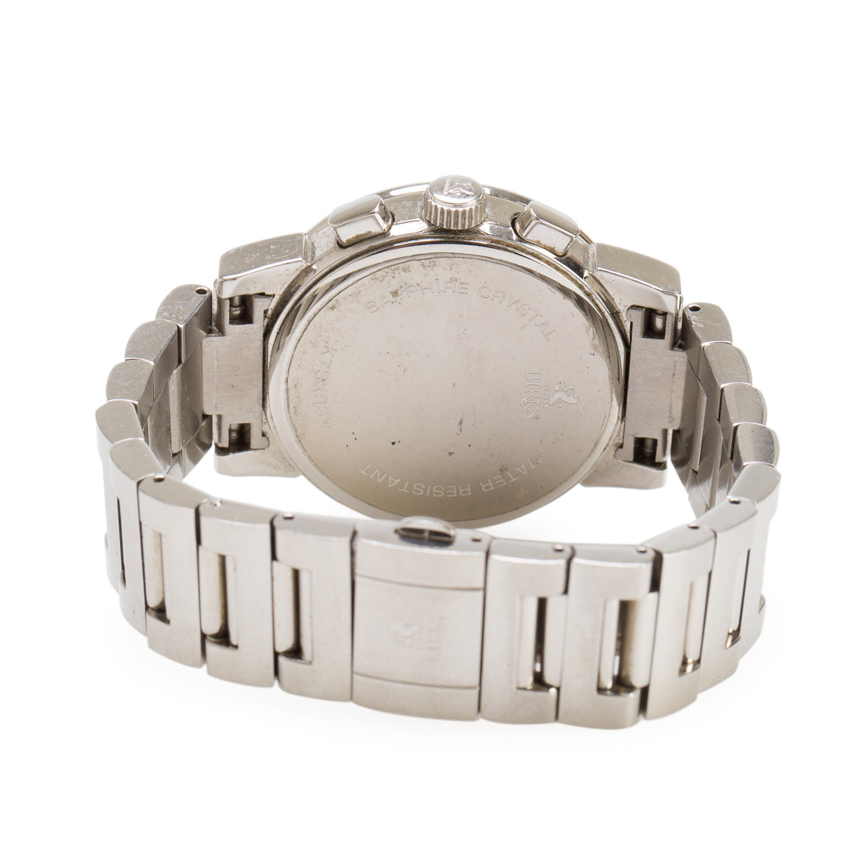 Birks Stainless Steel 34 MM Quartz Chronograph Watch Mother of Pearl Diamond Dial