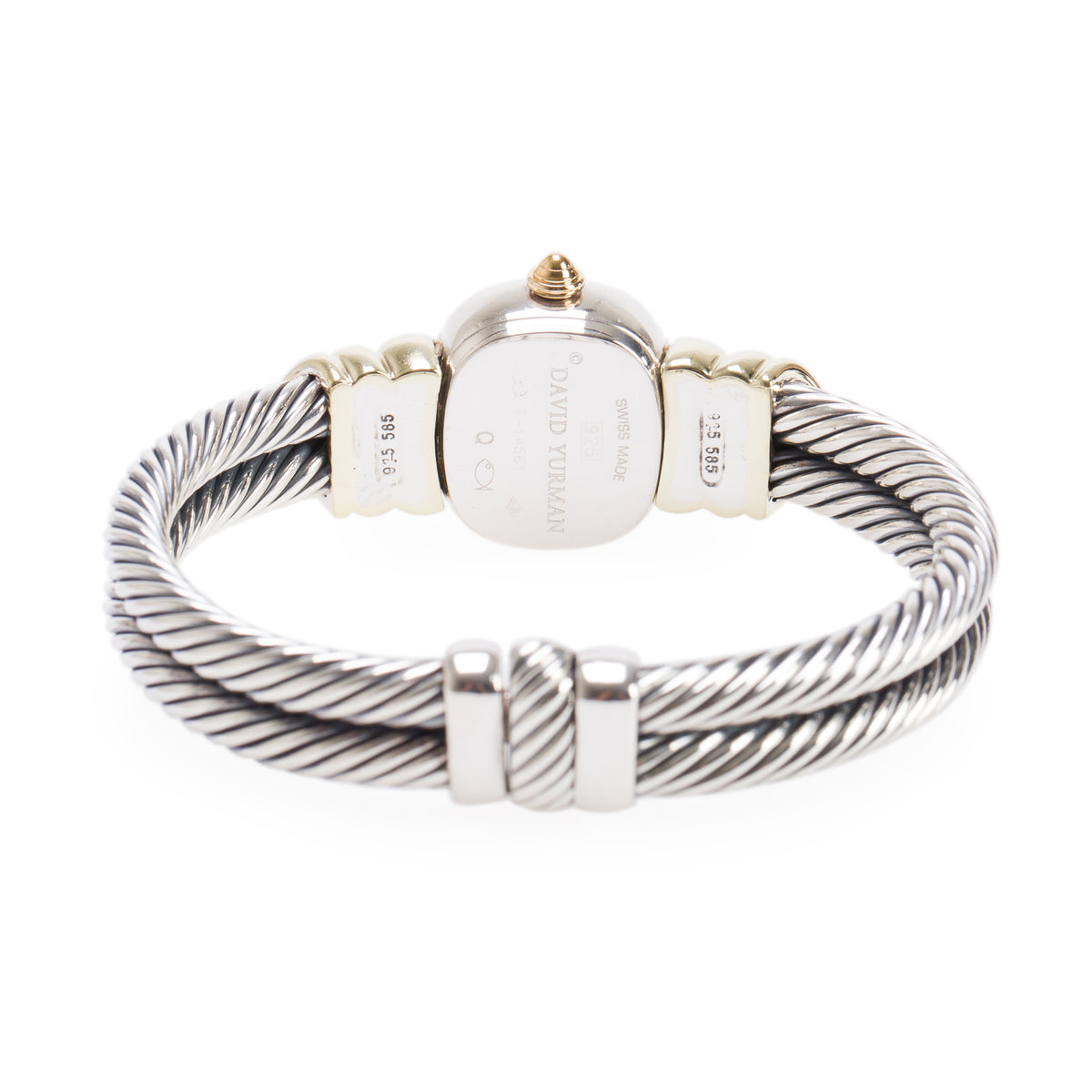 David Yurman Stainless Steel & 14k Yellow Gold Thoroughbred Cable Watch Mother of Pearl Dial