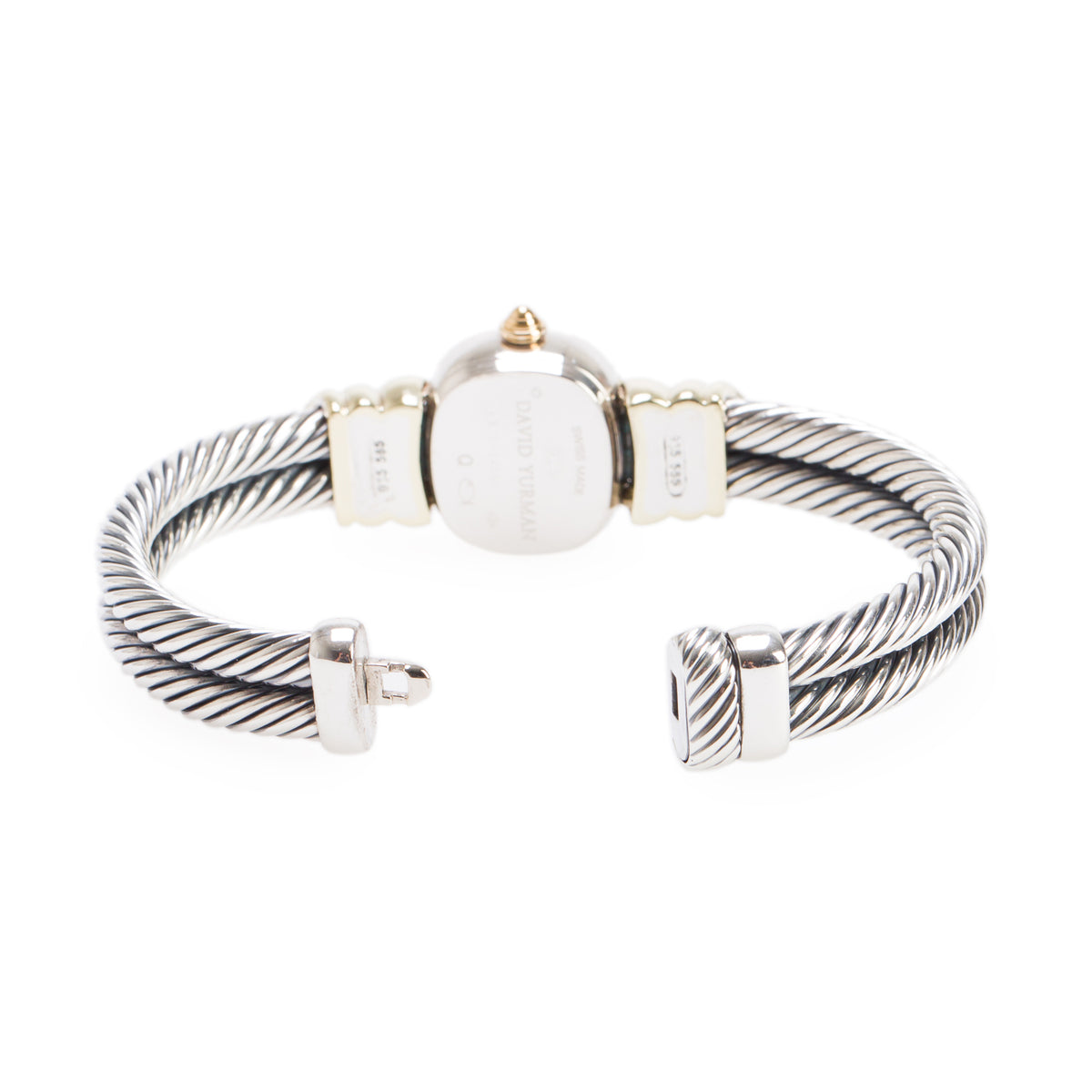 David Yurman Stainless Steel & 14k Yellow Gold Thoroughbred Cable Watch Mother of Pearl Dial