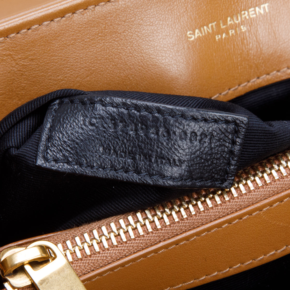 Saint Laurent 2021 Brown Calfskin Y Quilted Monogram Medium Loulou Chain Satchel w/ Box