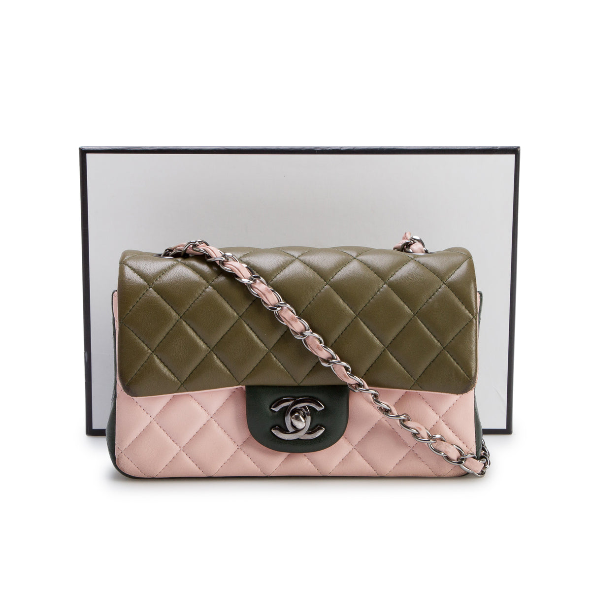 Chanel Tri-Color Lambskin Quilted Mini Rectangular Flap Bag w/ Box, Authenticity Card & Receipt