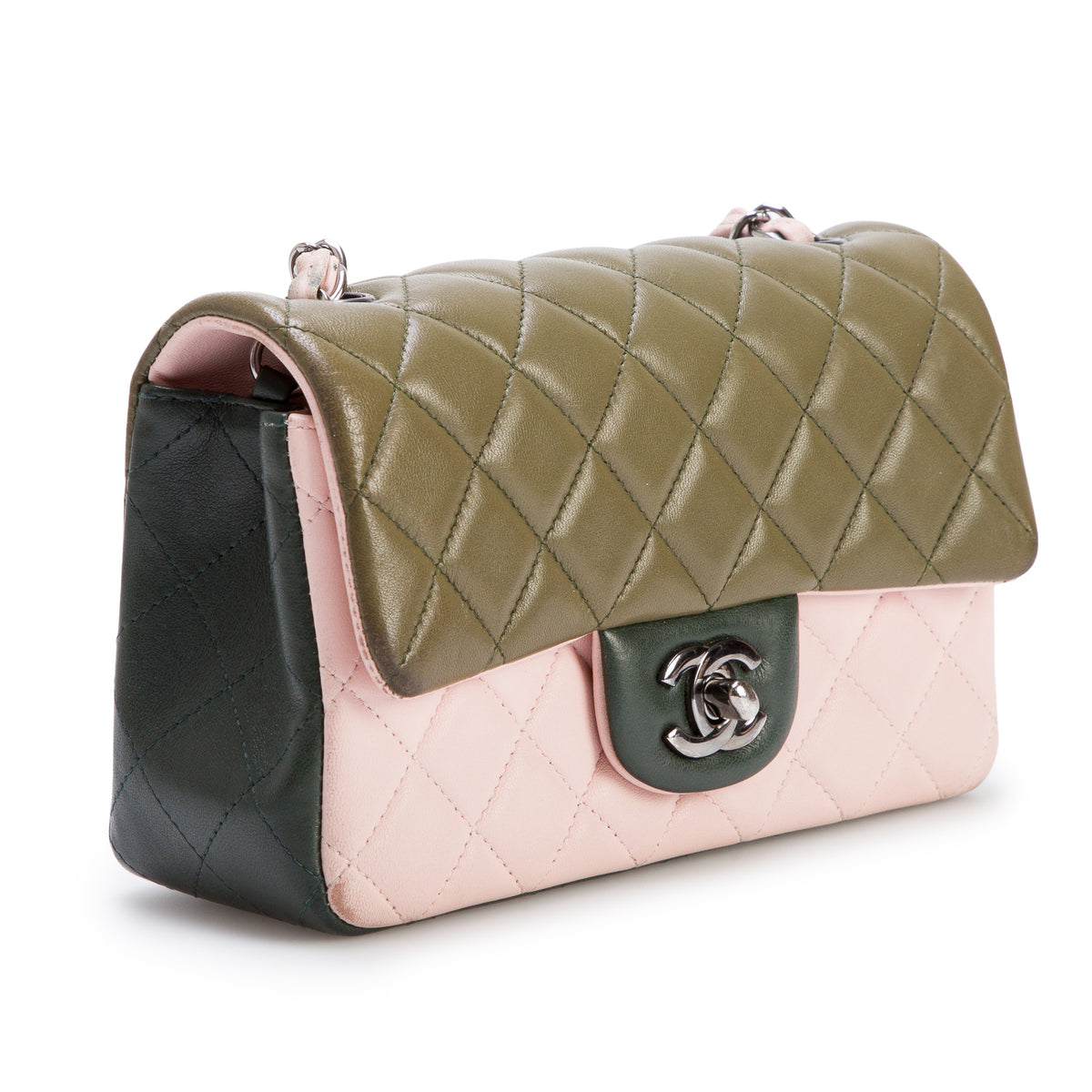 Chanel Tri-Color Lambskin Quilted Mini Rectangular Flap Bag w/ Box, Authenticity Card & Receipt