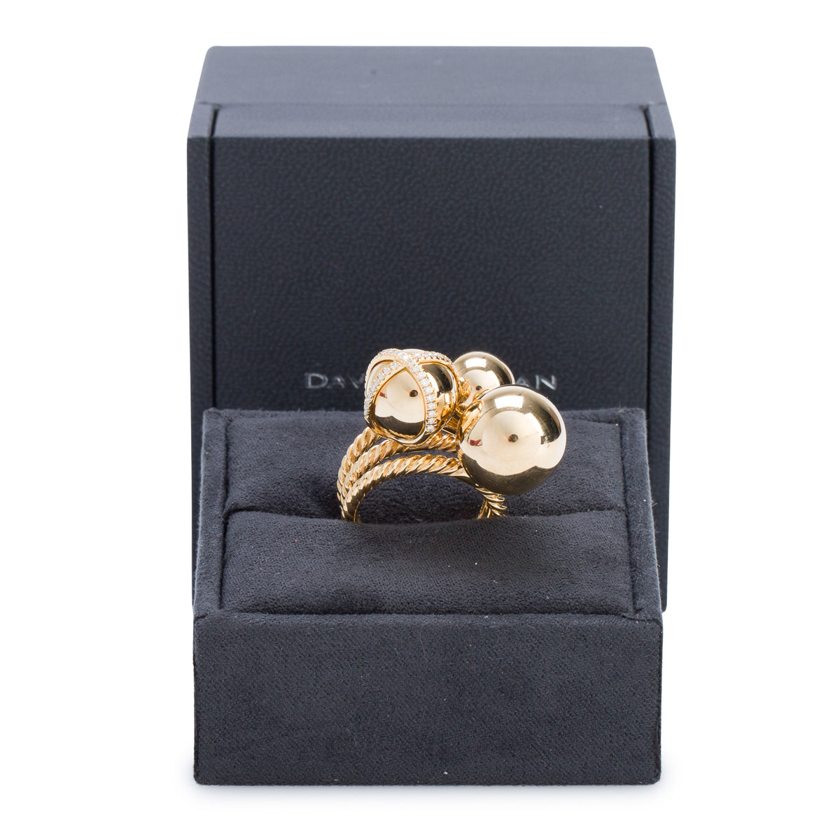 David Yurman 18k Yellow Gold Diamond Solari Cluster Ring, Size 6.5 w/ Box