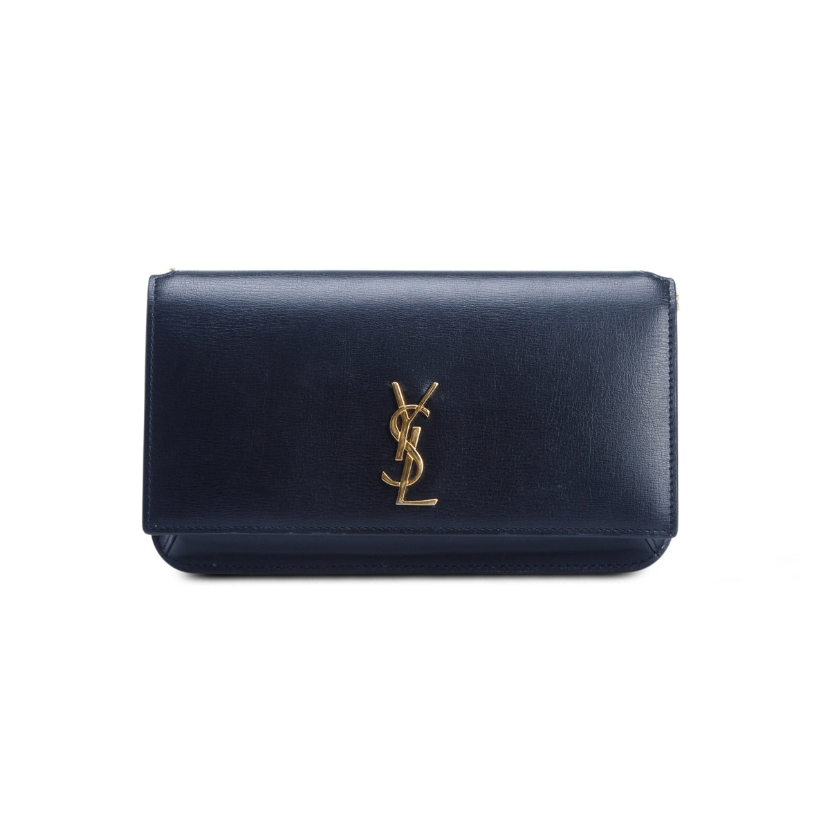 Saint Laurent 2022 Black Calfskin Leather Cassandre Phone Holder w/ Box