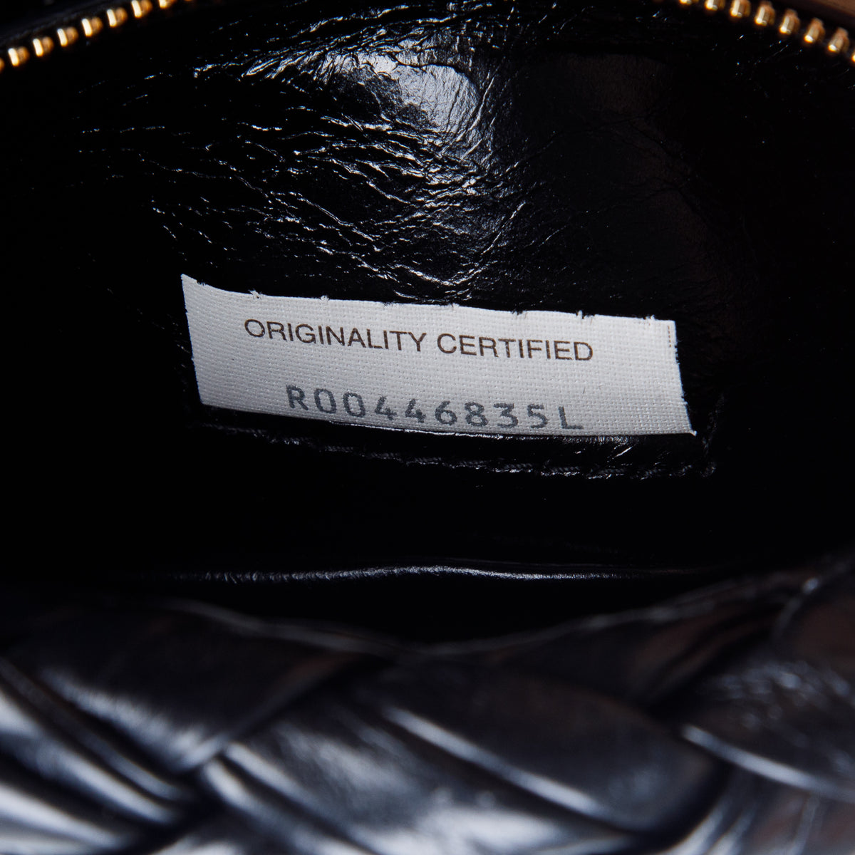 Bottega Veneta Black Calfskin Foulard Intreccio Kalimero Città Shoulder Bag w/ Box