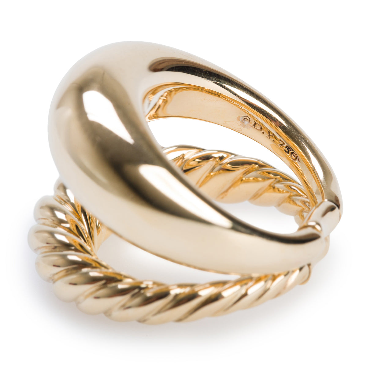 David Yurman 18k Yellow Gold Pure Form Two Row Stacking Ring, Size 6.25 w/ Box & Receipt