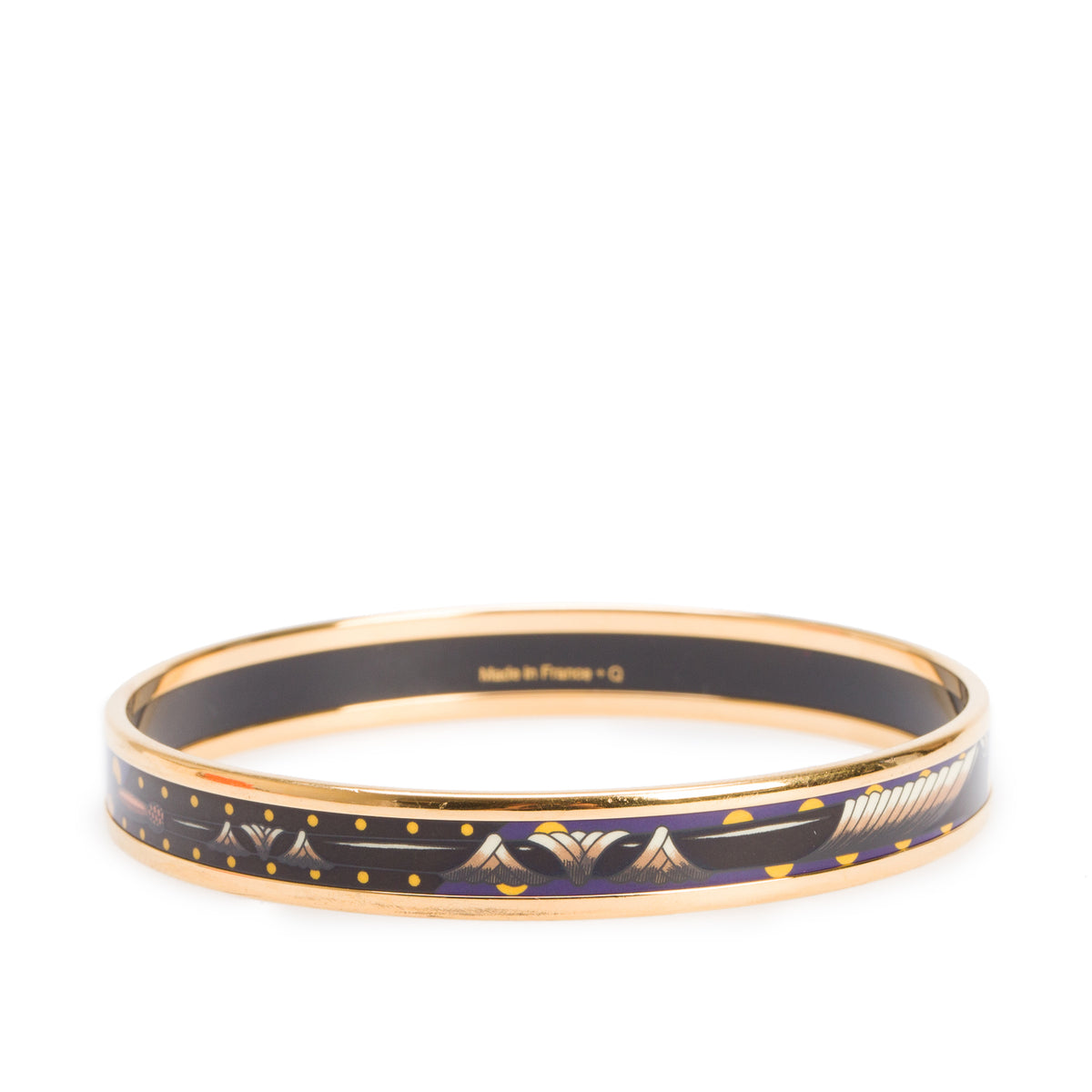 Hermes Gold-Plated Multicolor 'Clic Clac A Pois' Enamel Narrow Bangle