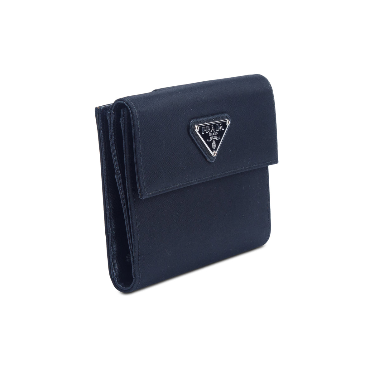 Prada Tessuto Nylon Saffiano Bi-Fold Compact Wallet