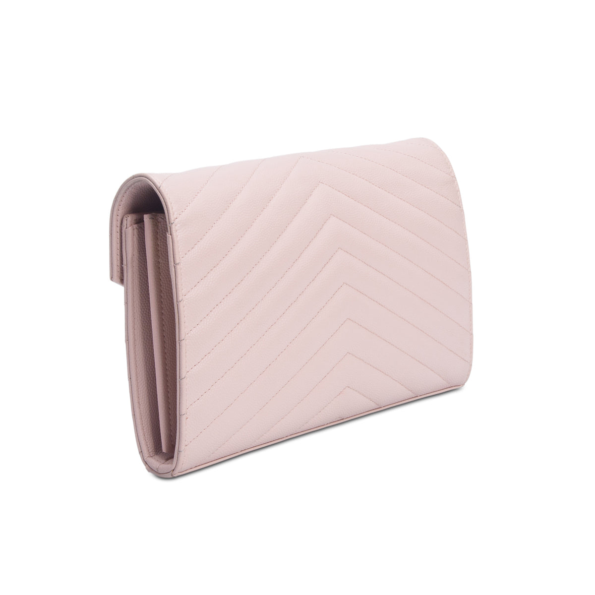 Saint Laurent Pink Grain De Poudre Cassandre Envelope Chain Wallet w/ Box