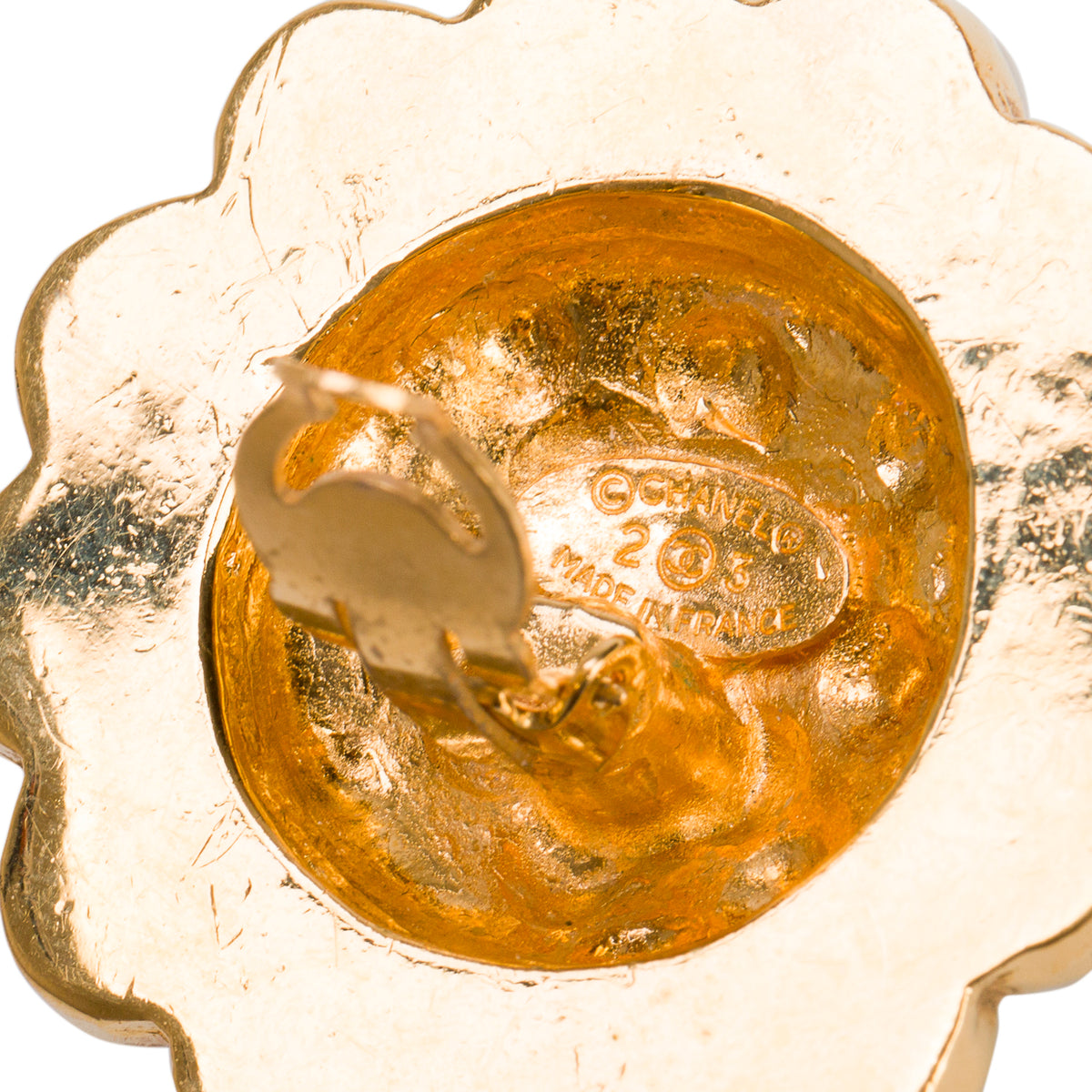 Chanel Vintage Gold-Plated Faux Pearl Quilted CC Clip-On Earrings