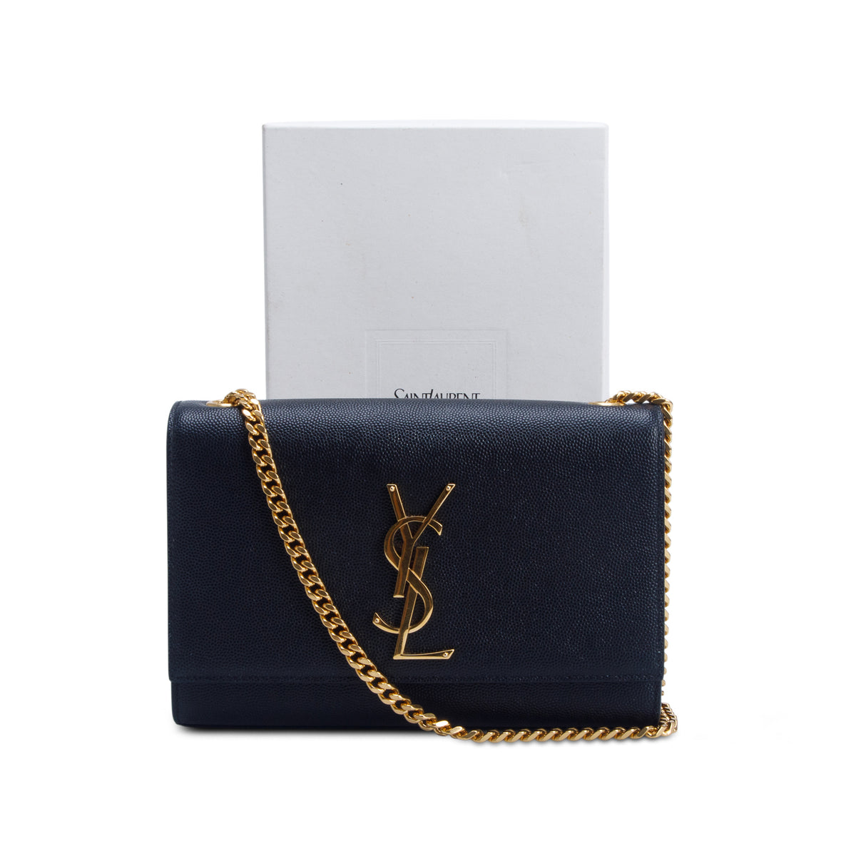 Saint Laurent 2025 Black Grain De Poudre Small Kate Chain Bag w/ Box & Receipt