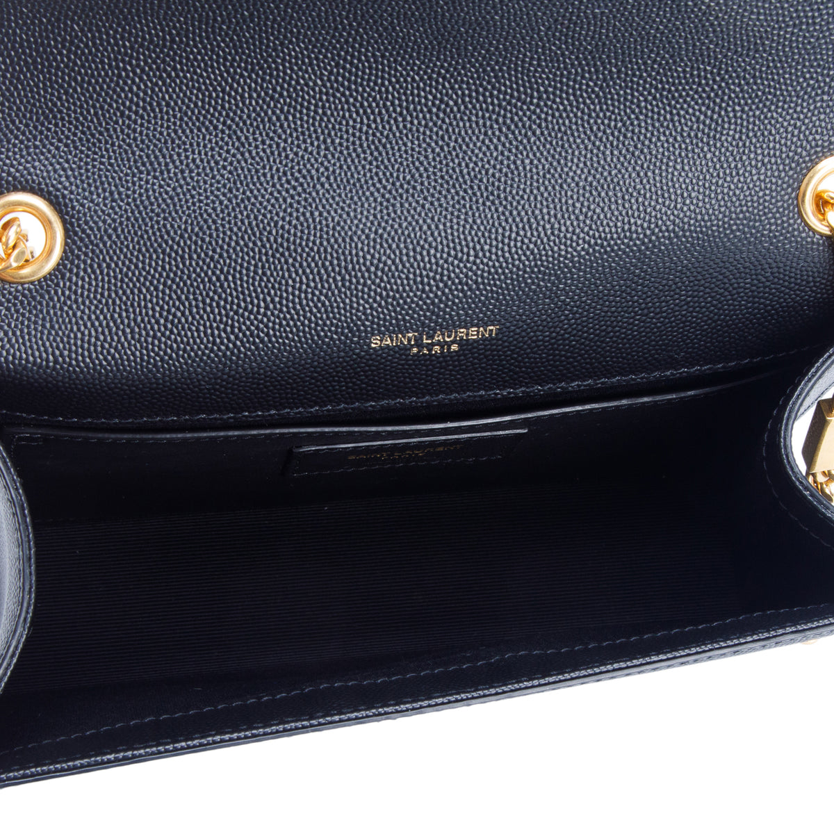 Saint Laurent 2025 Black Grain De Poudre Small Kate Chain Bag w/ Box & Receipt