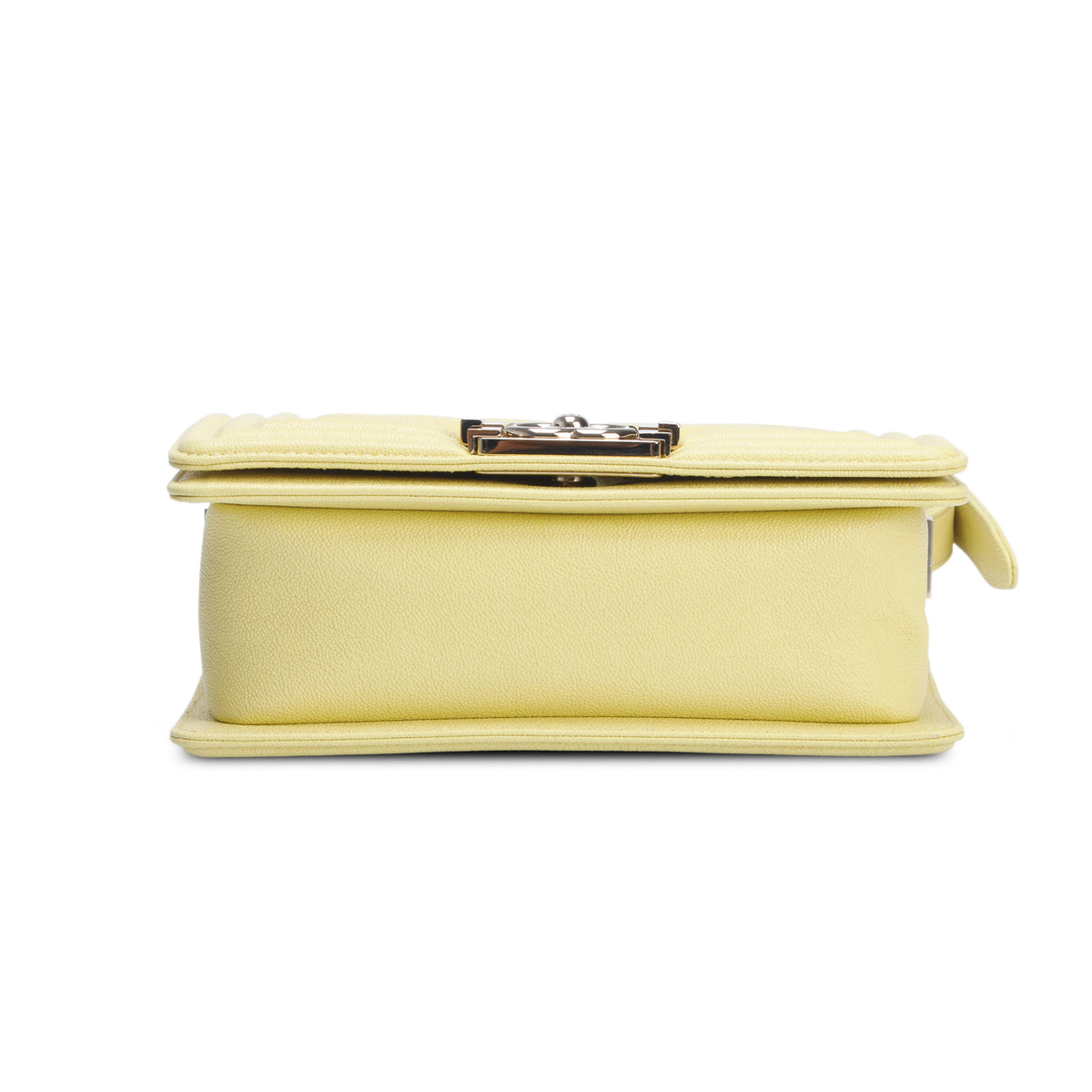Chanel 2020 Yellow Caviar Chevron Leather Small Boy Bag w/ Box & Authenticity Card