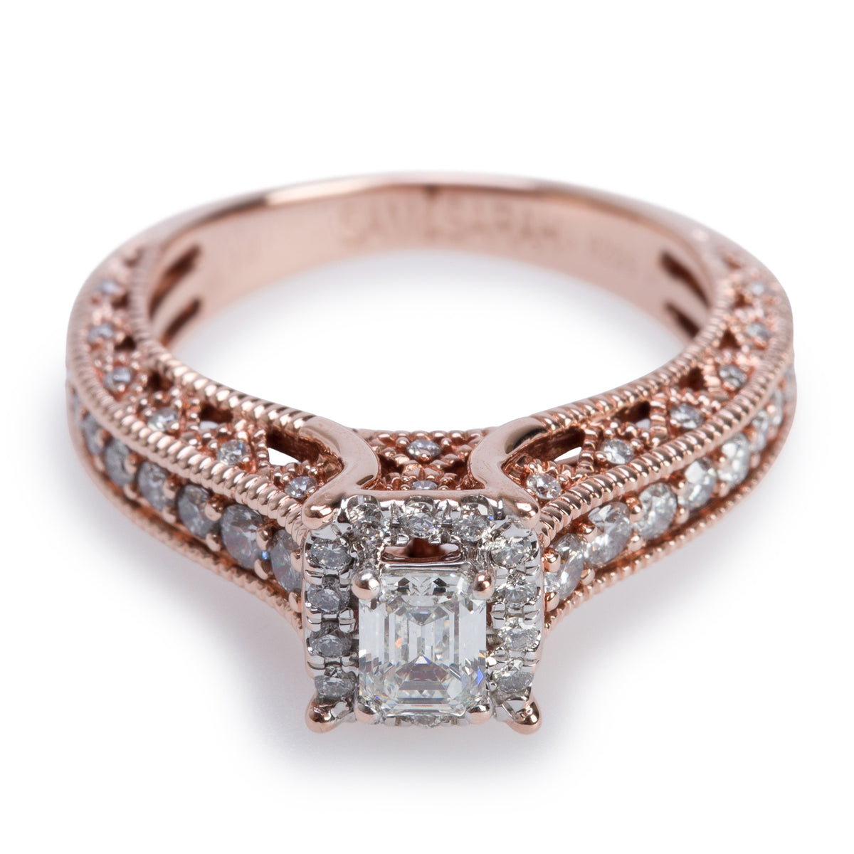 14k Rose Gold 0.30 ct. Emerald Cut Diamond Engagement Ring, Size 4.5